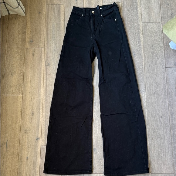 H & M Divided High Rise Wide Leg Black Denim Jeans - Picture 1 of 5